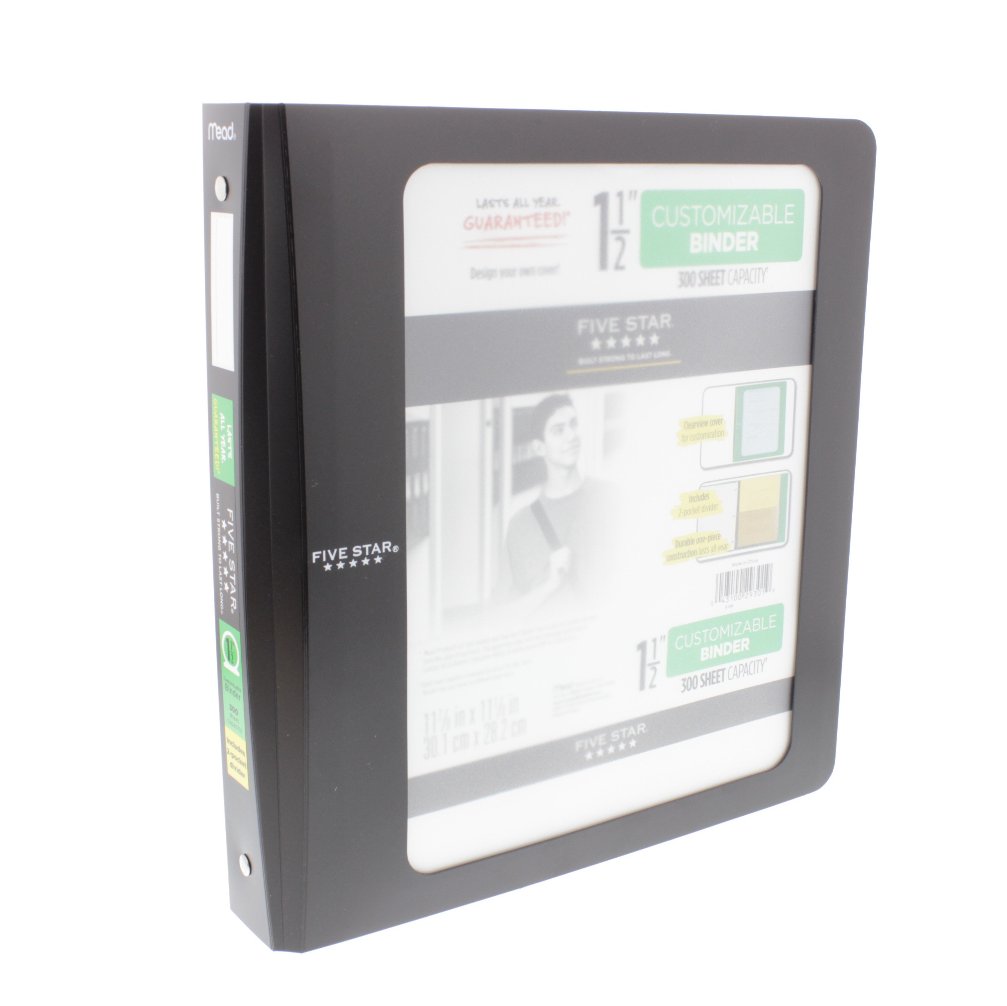 Mead Five Star 1.5" Customizable Plastic Binder, Black Shop School & Office Supplies at HEB