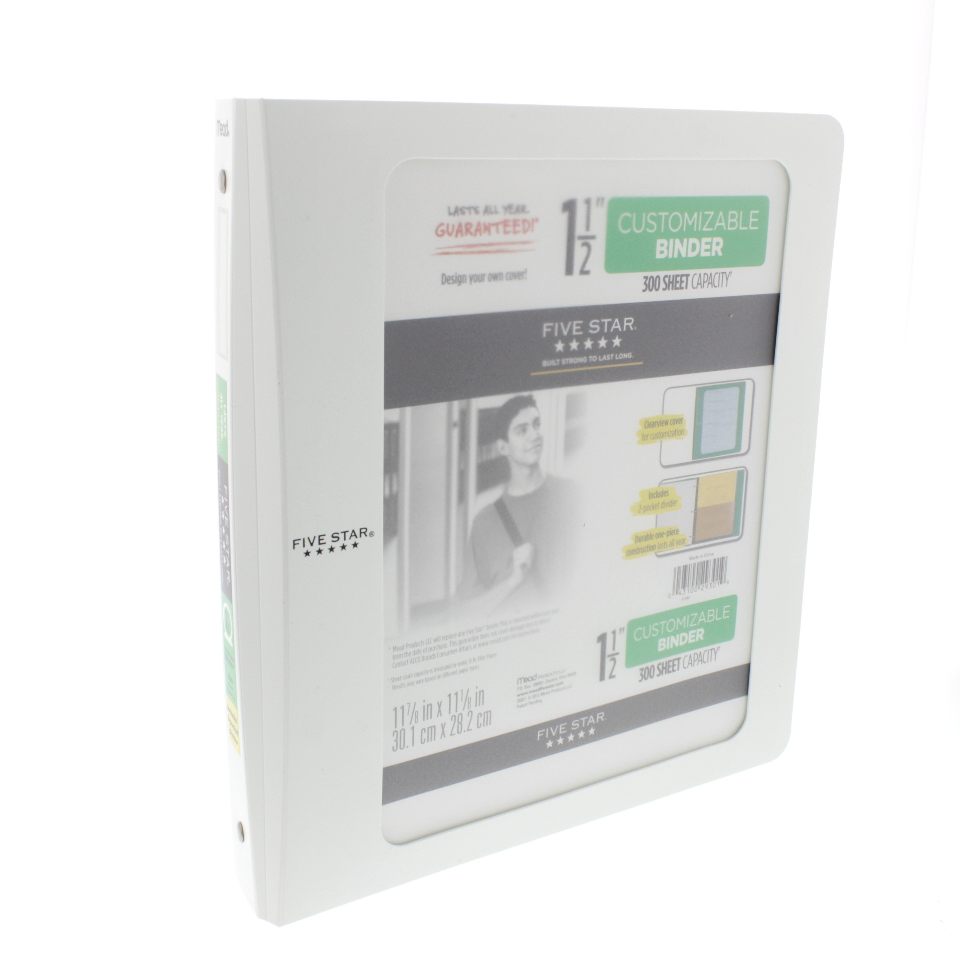 Mead Five Star 1.5" Customizable Plastic Binder, White Shop Binders