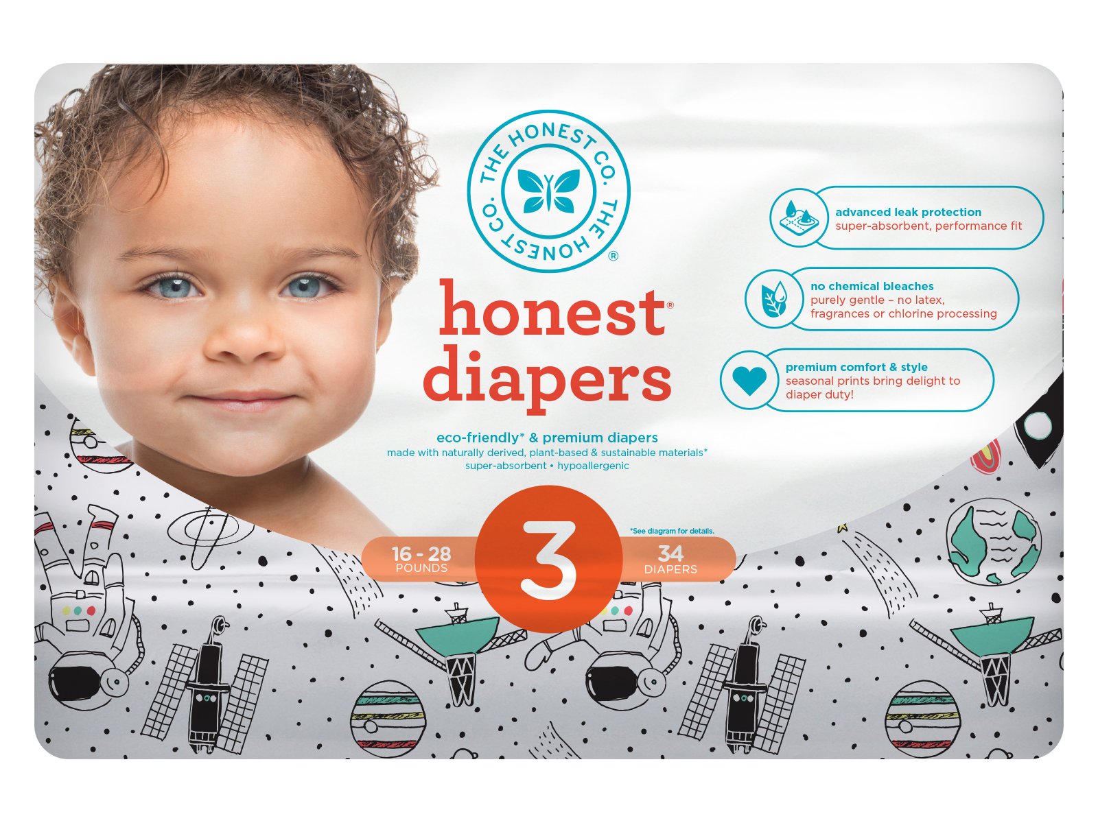 The Honest Company Space Traveling Diapers 34 ct Shop Diapers at HEB