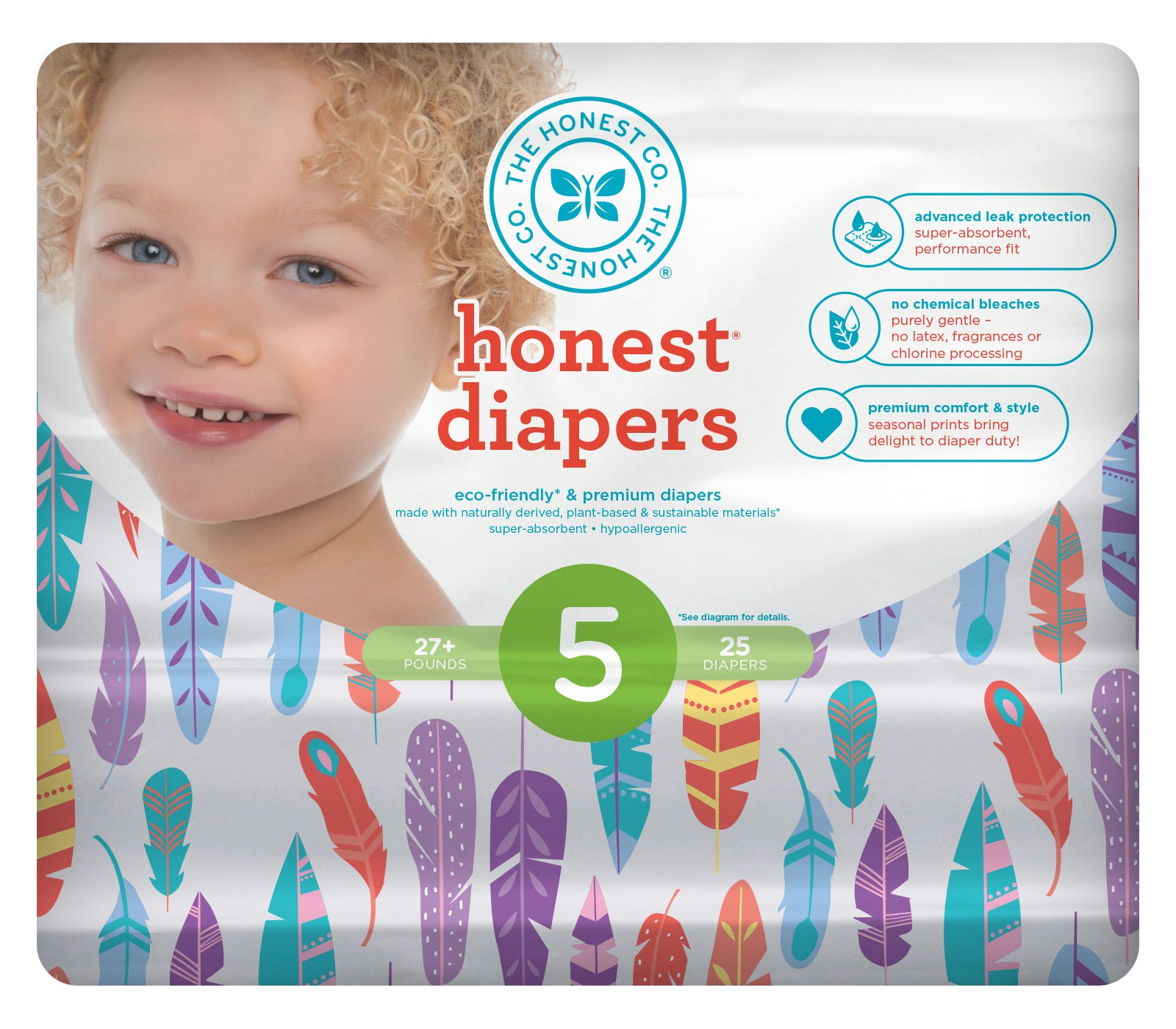 The Honest Company Painted Feathers Diapers 25 ct Shop Diapers at HEB