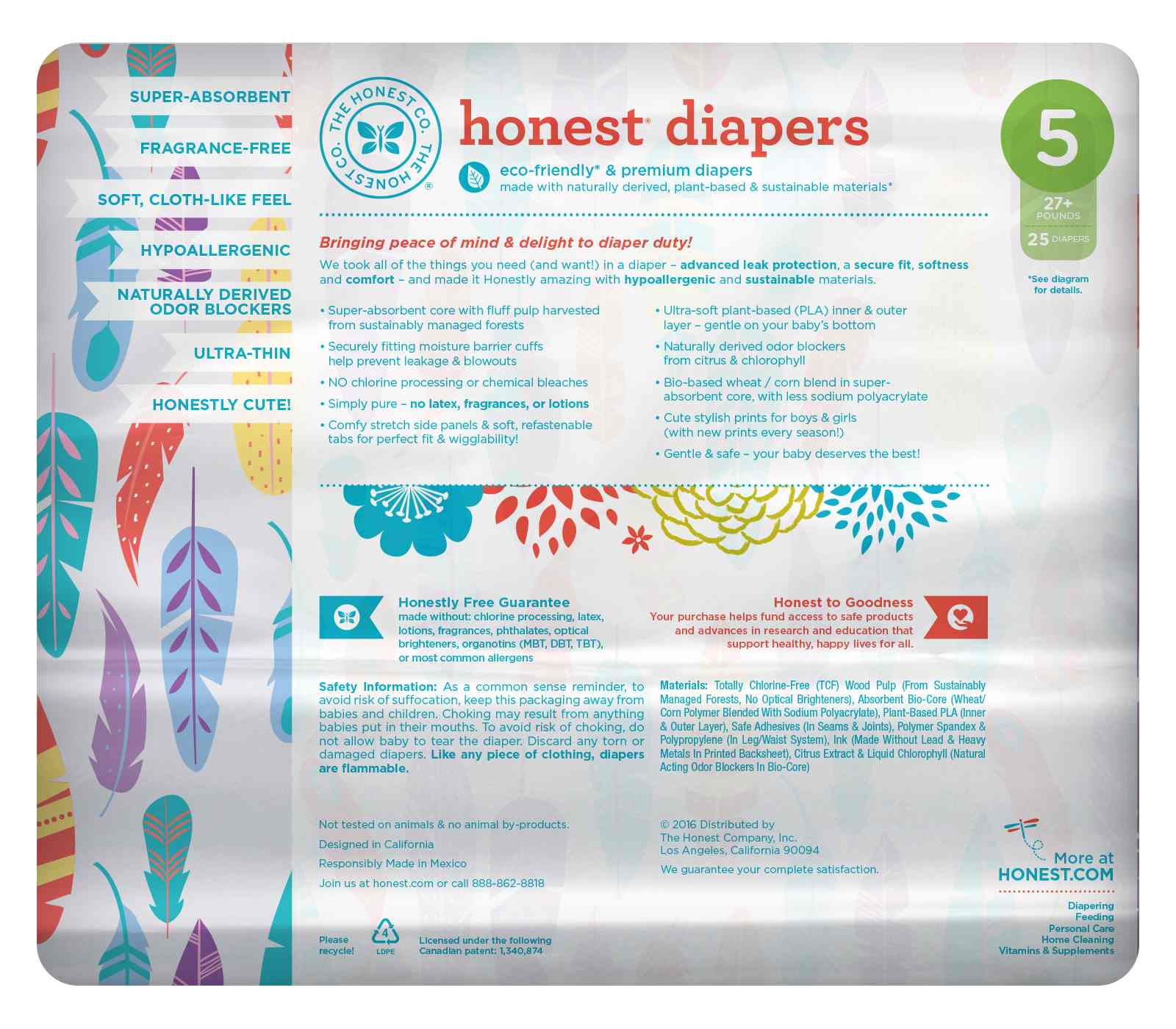 The Honest Company Painted Feathers Diapers 25 ct Shop Diapers at HEB
