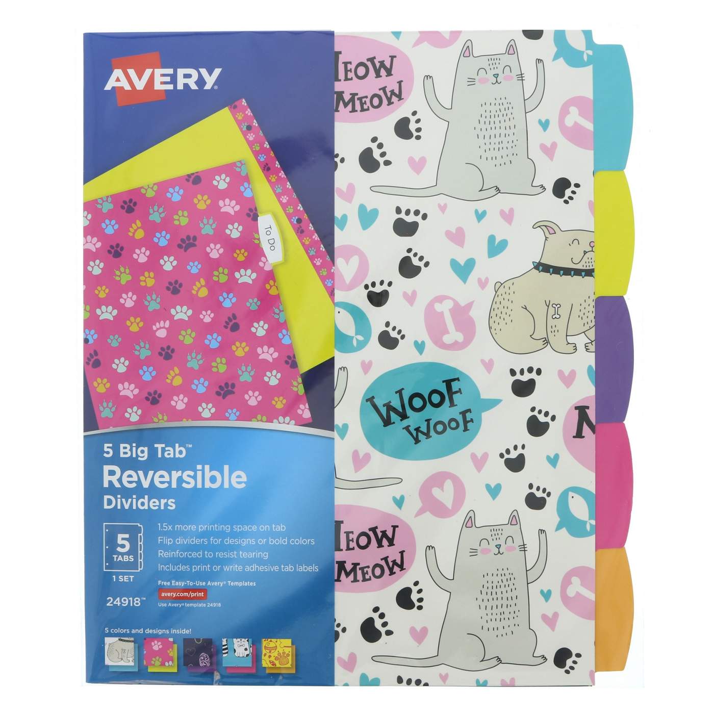 Avery Big Tab Reversible Fashion Dividers , Colors & Designs May Vary
