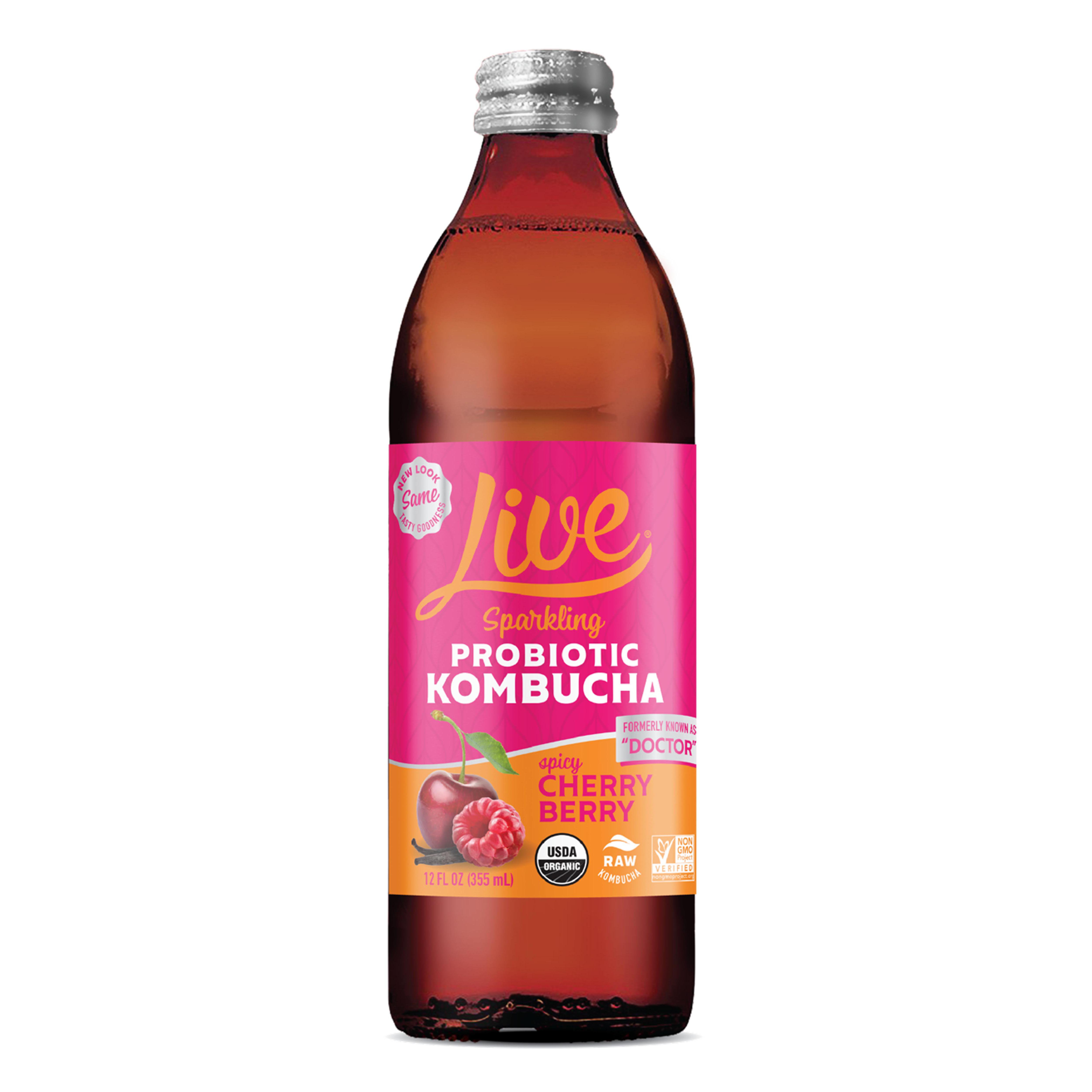 Organic Cherry Hibiscus Sparkling Probiotic, 4 count, Revive Kombucha