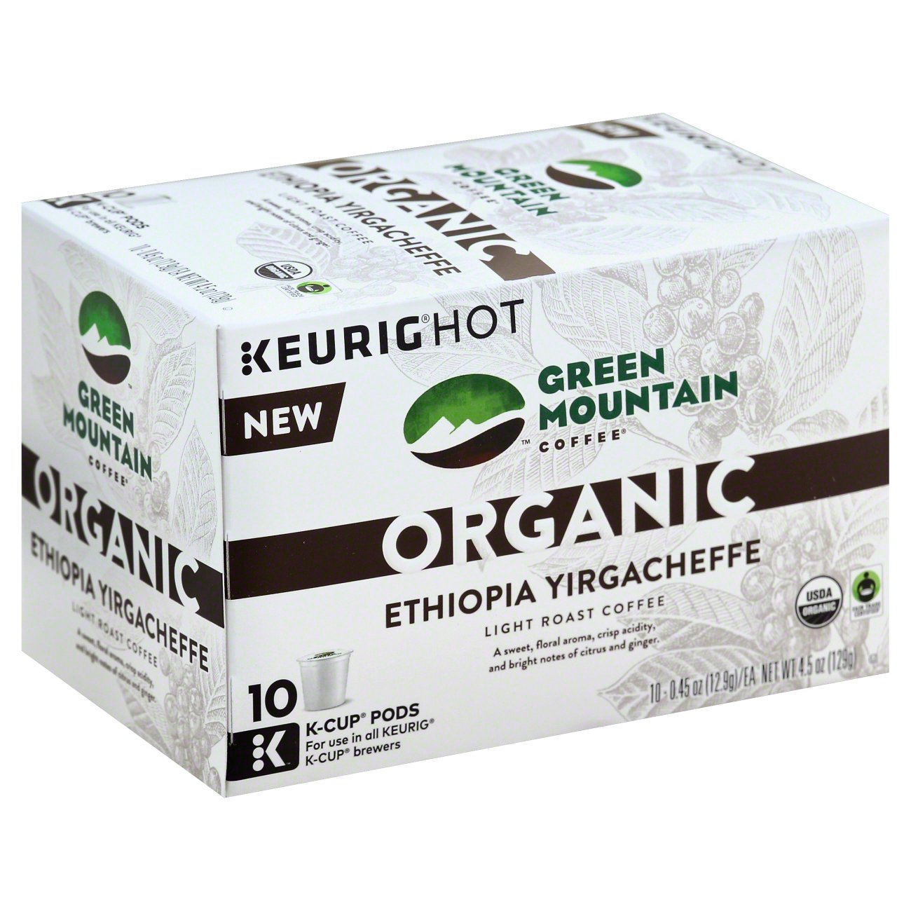 Green Mountain Coffee Organic Ethiopia Yirgacheffe Light Roast Single Serve  Coffee K Cups