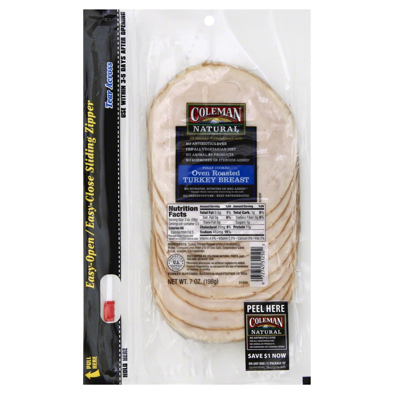 Coleman Natural Oven Roasted Sliced Turkey Breast Shop Meat at HEB