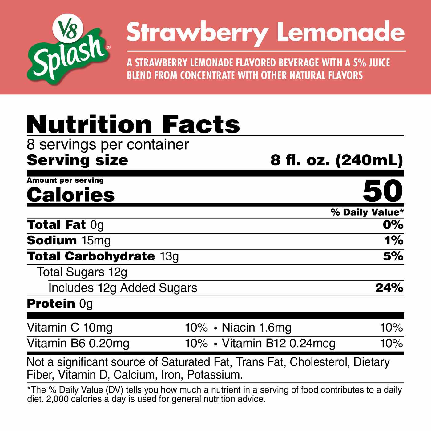 V8 Splash Strawberry Lemonade Flavored Juice Beverage; image 3 of 6