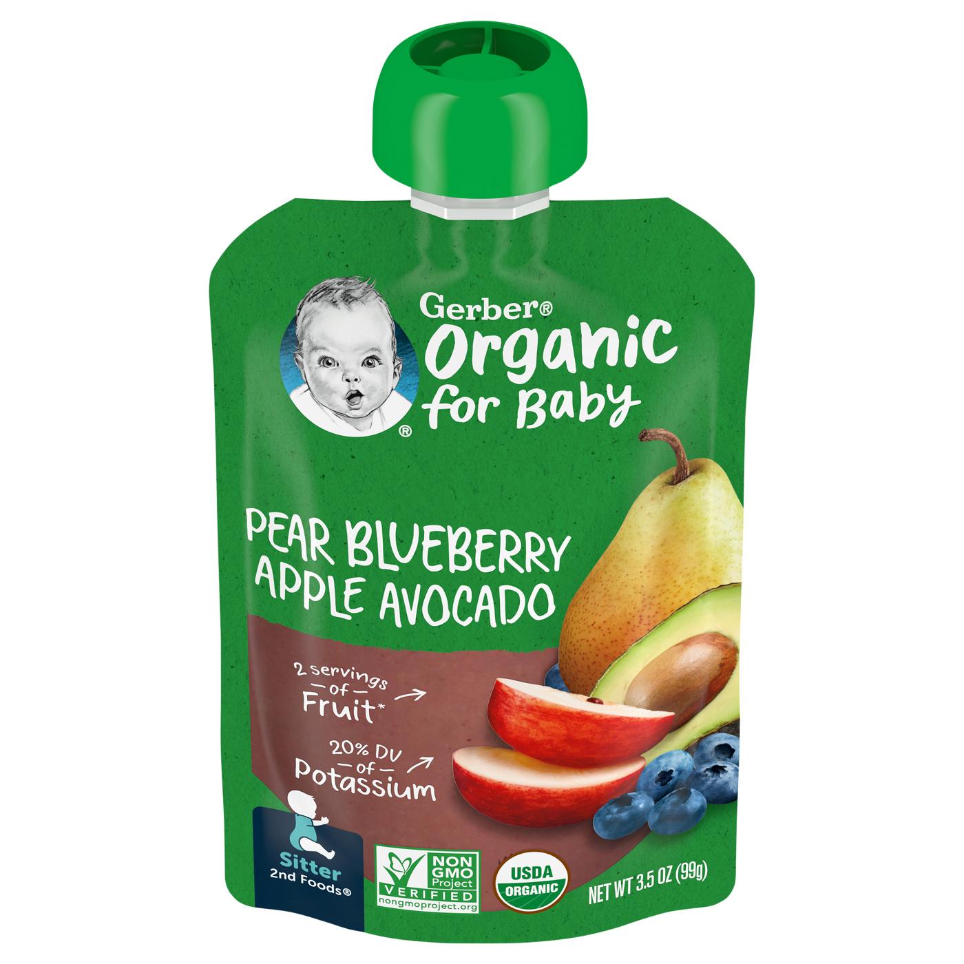 Gerber Organic for Baby Food Pouch - Pear Blueberry Apple & Avocado; image 1 of 8