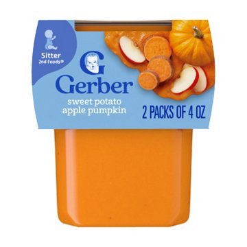 Gerber Stage 2 Baby Food  - Sweet Potato Apple Pumpkin Puree, 4 oz Tubs