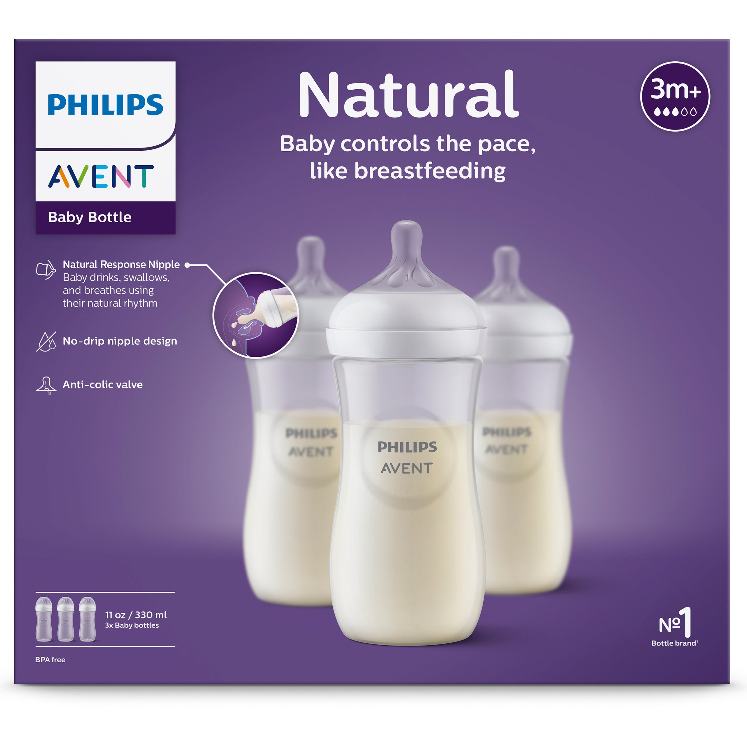 Avent Natural 11 oz Bottles - Feeding at