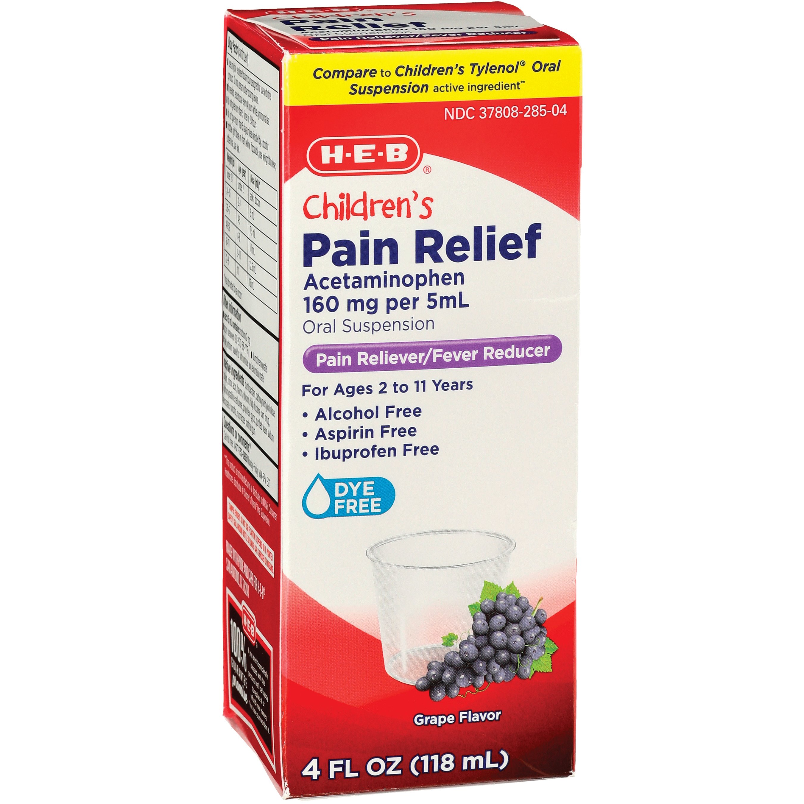 H-E-B Children's Pain Relief Grape Oral Suspension - Shop Pain ...