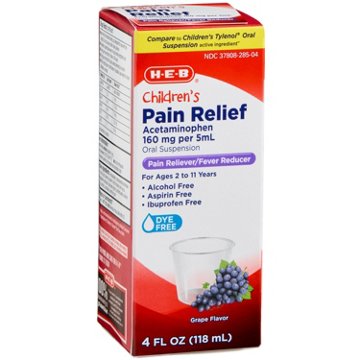 H-E-B Children's Pain Relief Grape Oral Suspension, 4 oz