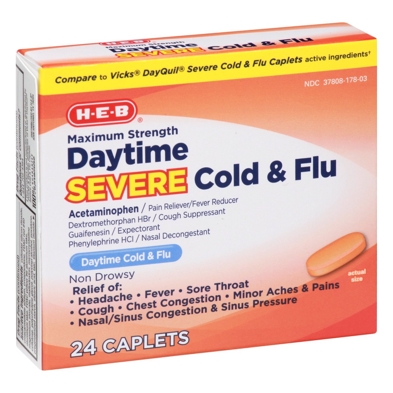 H-E-B Daytime Severe Cold And Flu Caplets - Shop Cough, Cold & Flu At H-E-B