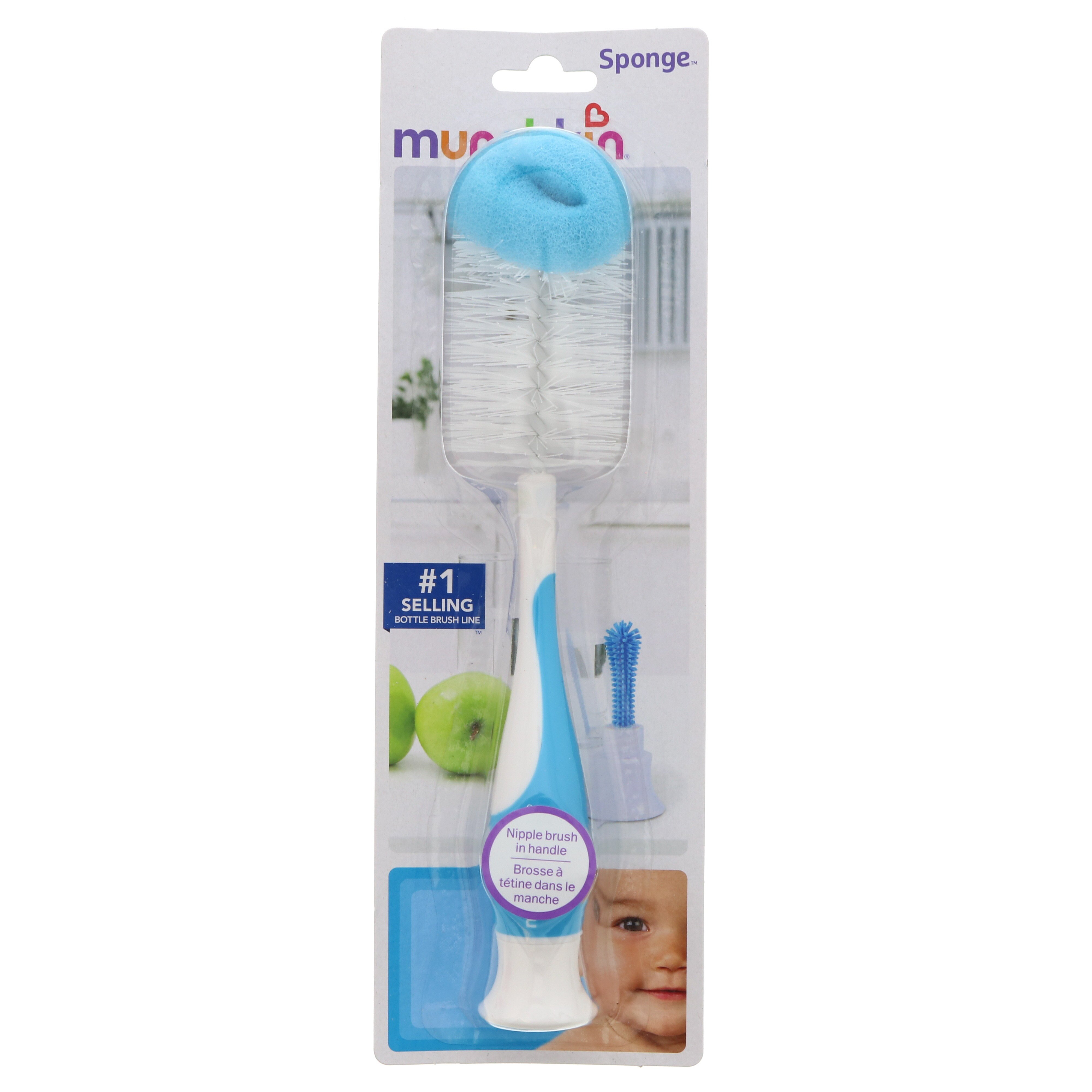 Munchkin Bottle and Teat Brush with Sponge Various Colour Pack of 1 