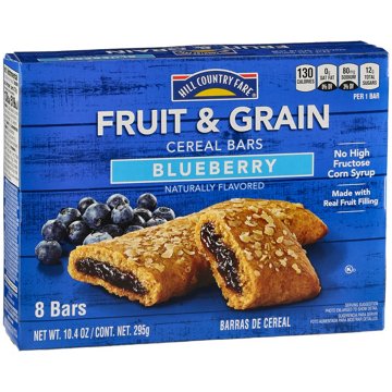 Hill Country Fare Fruit & Grain Cereal Bars - Blueberry, 8 ct