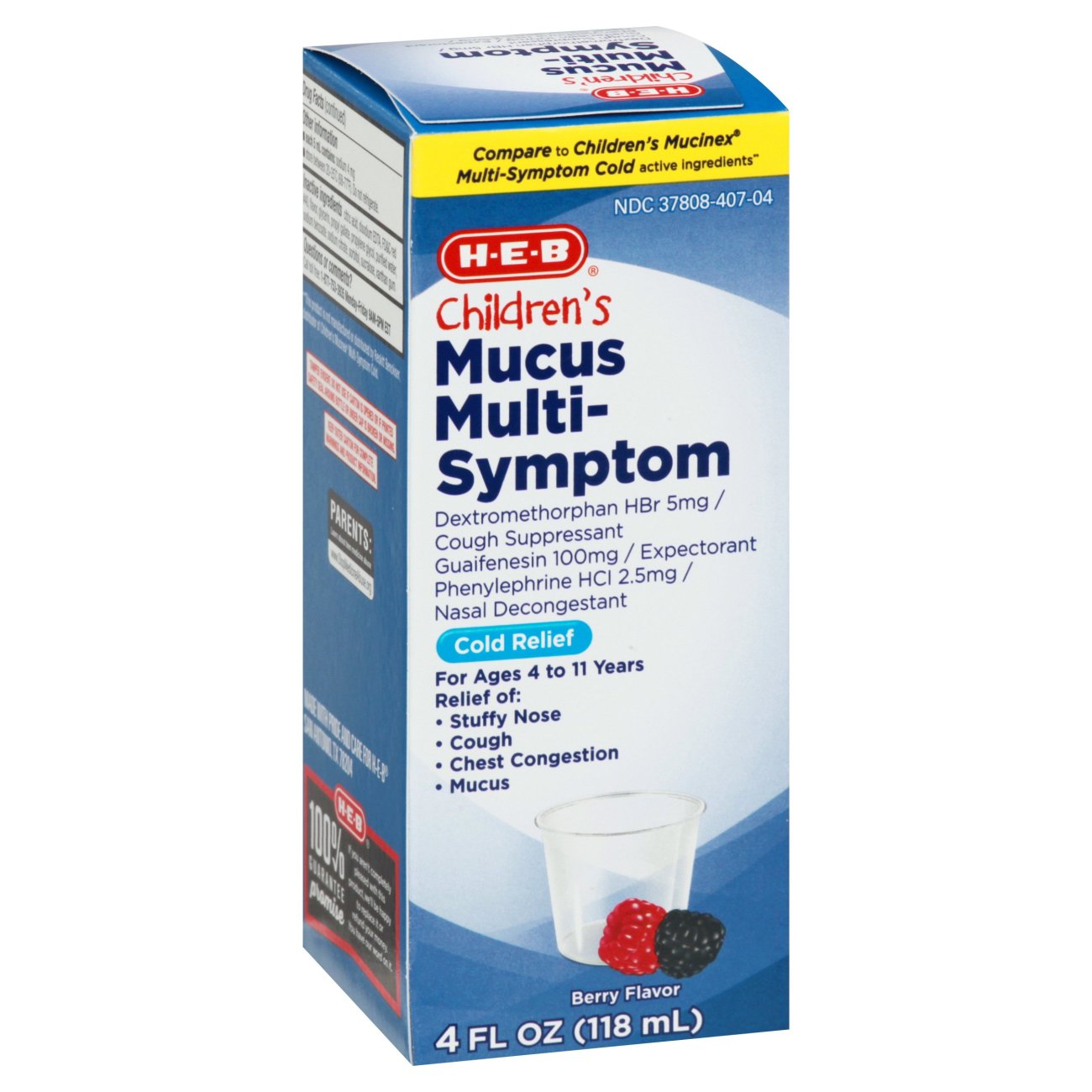 HEB Children's Mucus Multi Symptom Cold Relief Berry Flavor Shop
