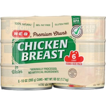 H-E-B Premium Chunk Chicken Breast in Water, 6 ct