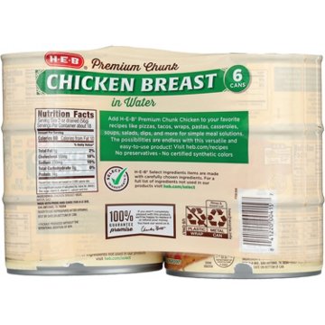 H-E-B Premium Chunk Chicken Breast in Water, 6 ct