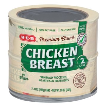 H-E-B Premium Chunk Chicken Breast in Water, 2 ct