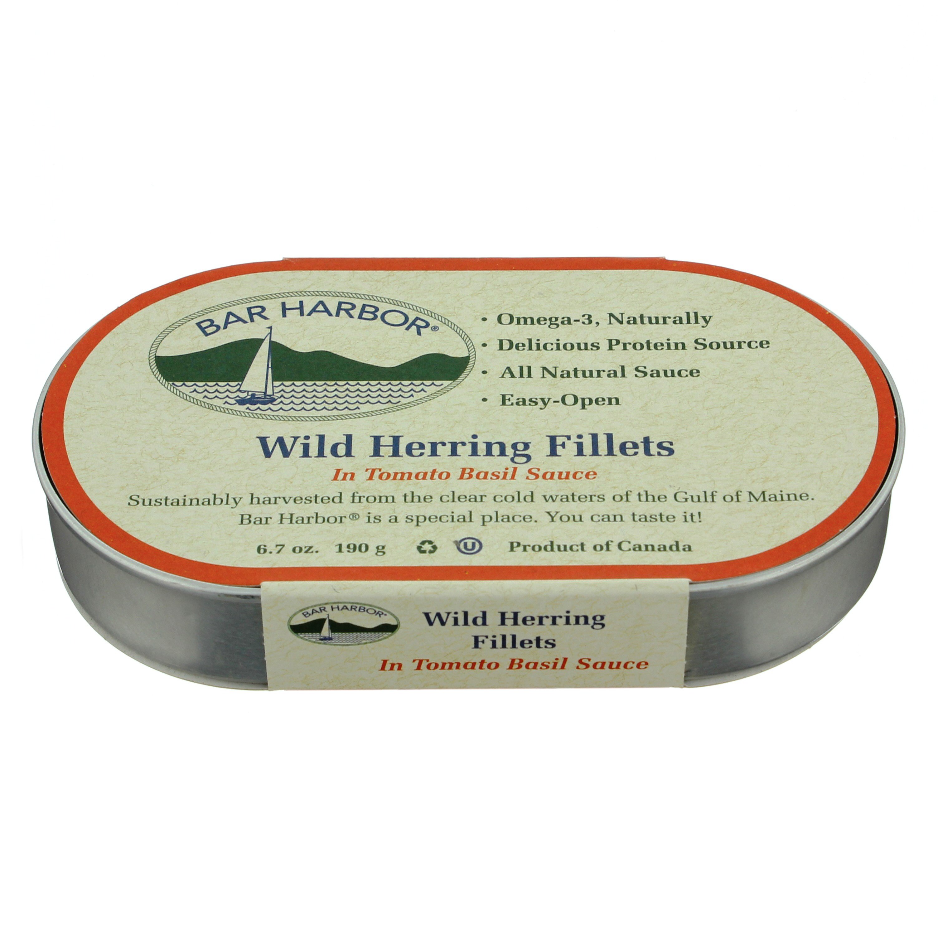 Bar Harbor Wild Herring Fillets In Tomato Basil Sauce Shop Seafood at