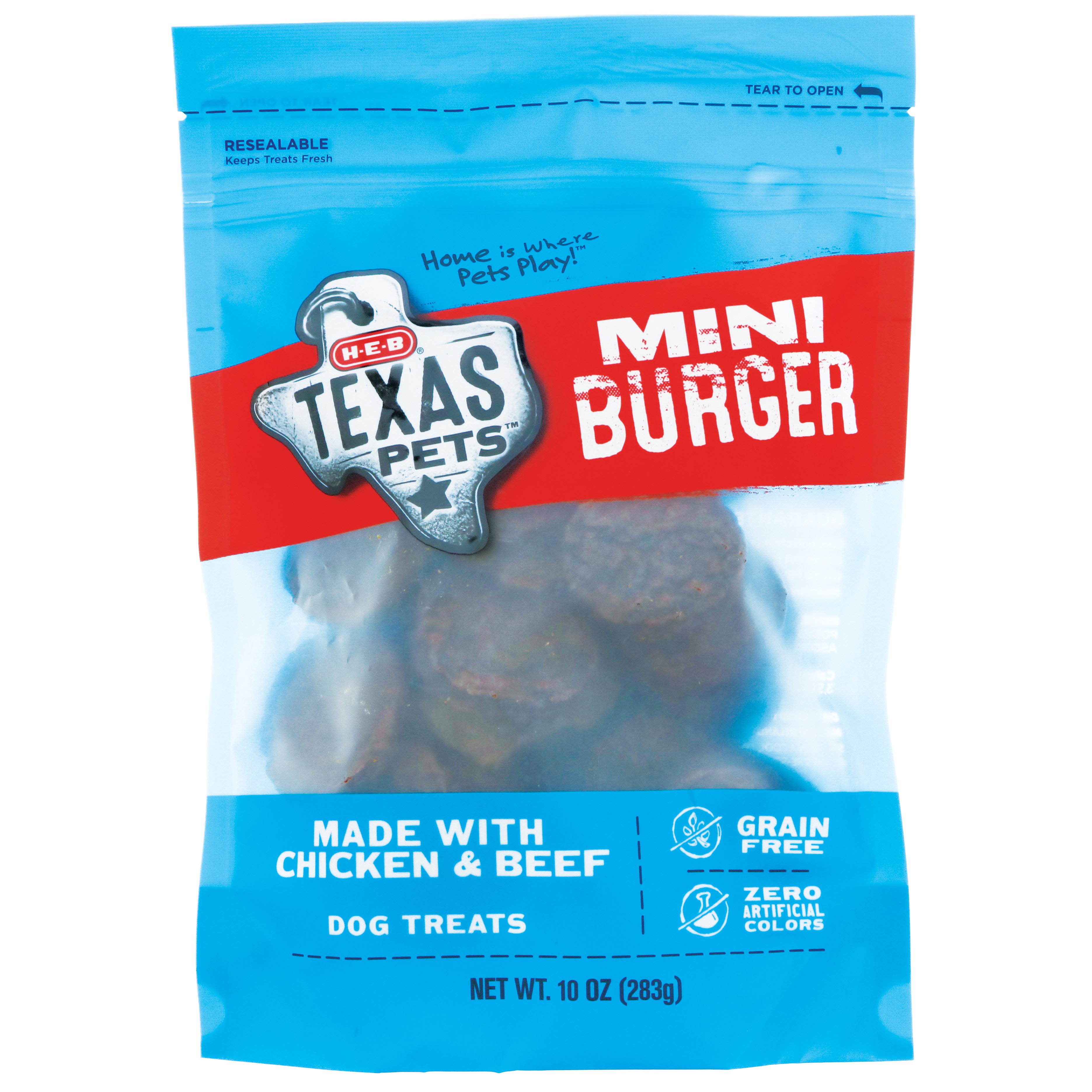 H E B Texas Pets Mini Burger Dog Treats