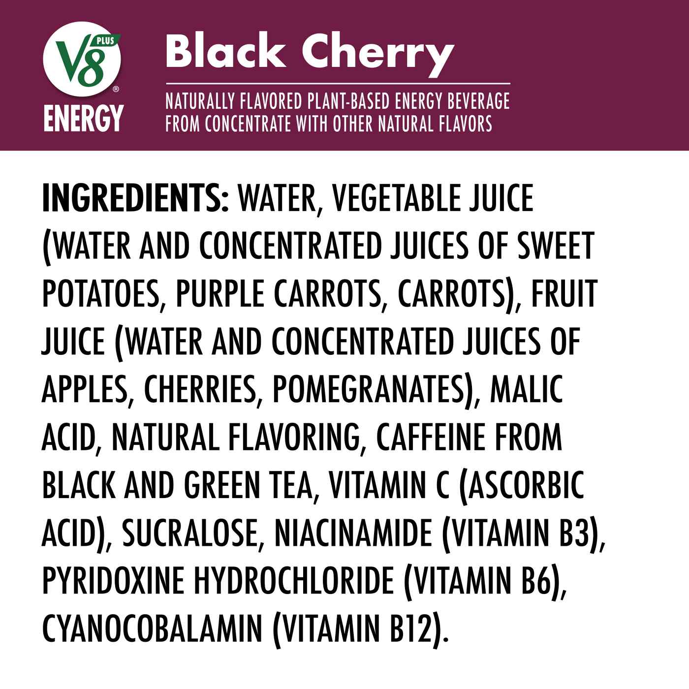 V8 +Energy Black Cherry Juice Energy Drink; image 3 of 8