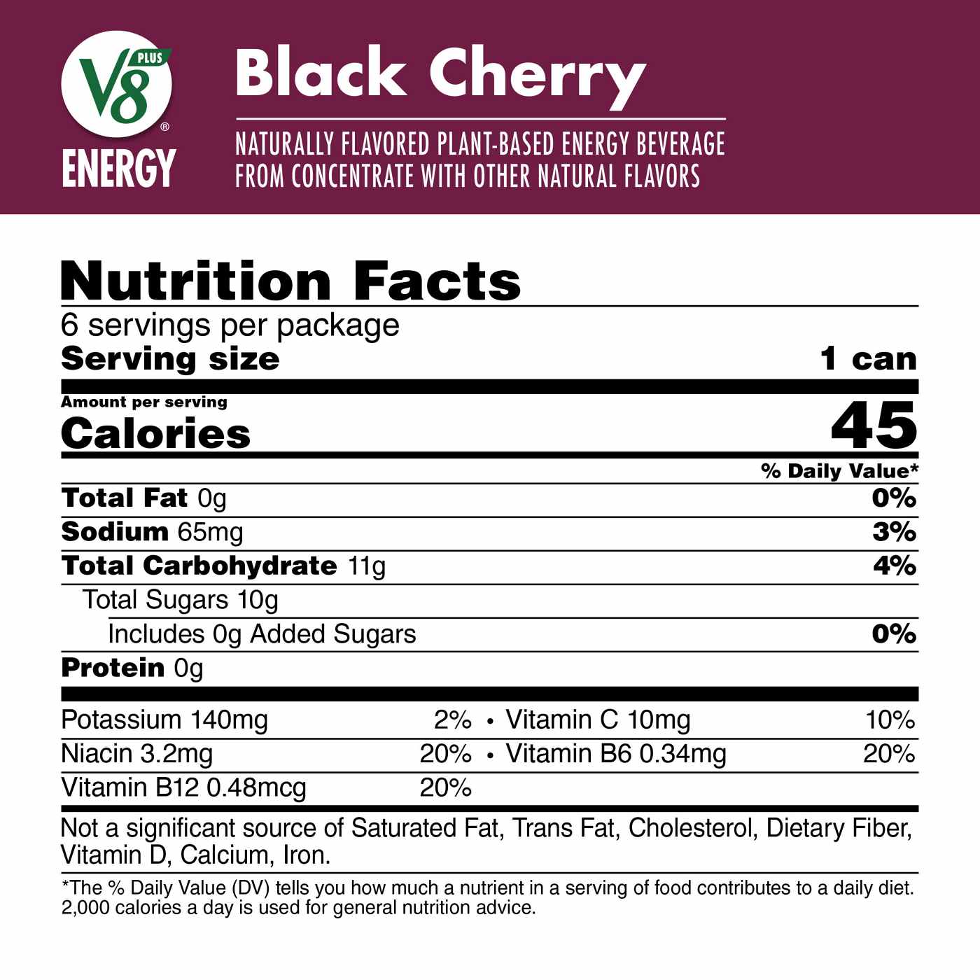 V8 +Energy Black Cherry Juice Energy Drink; image 6 of 8