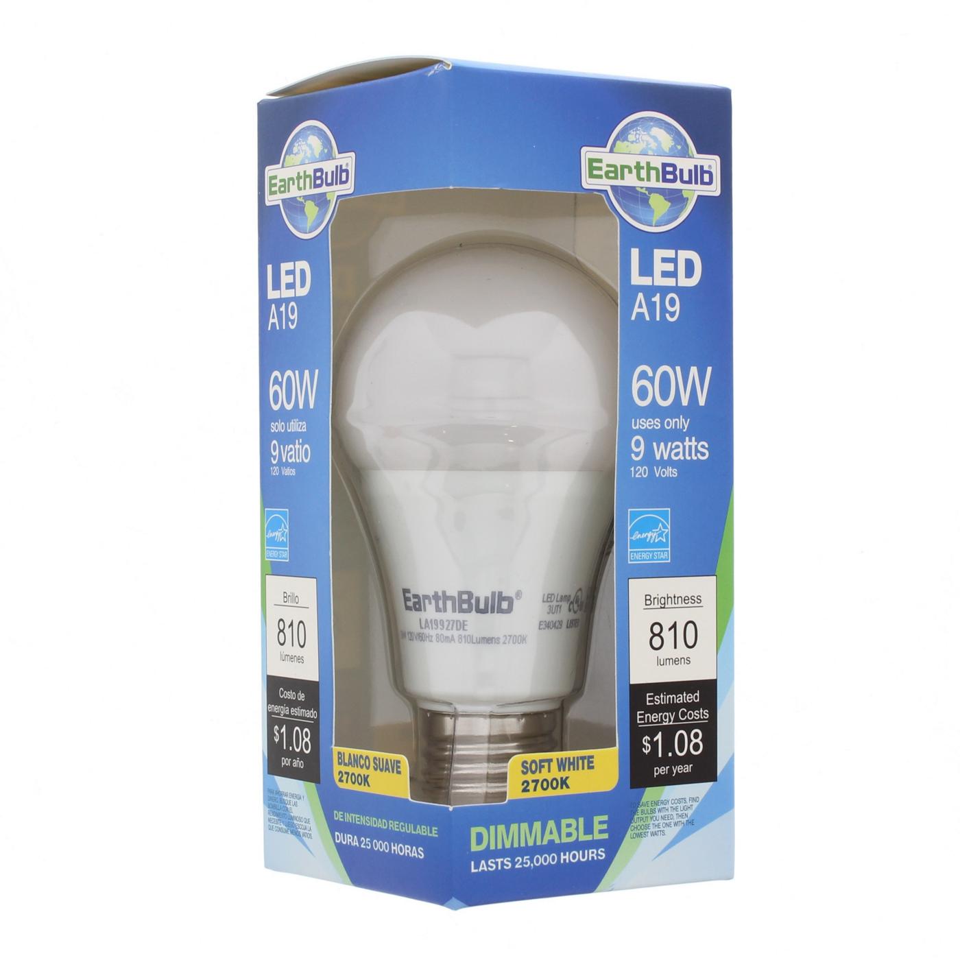 EarthBulb A19 60-Watt Soft White LED Light Bulb; image 1 of 2