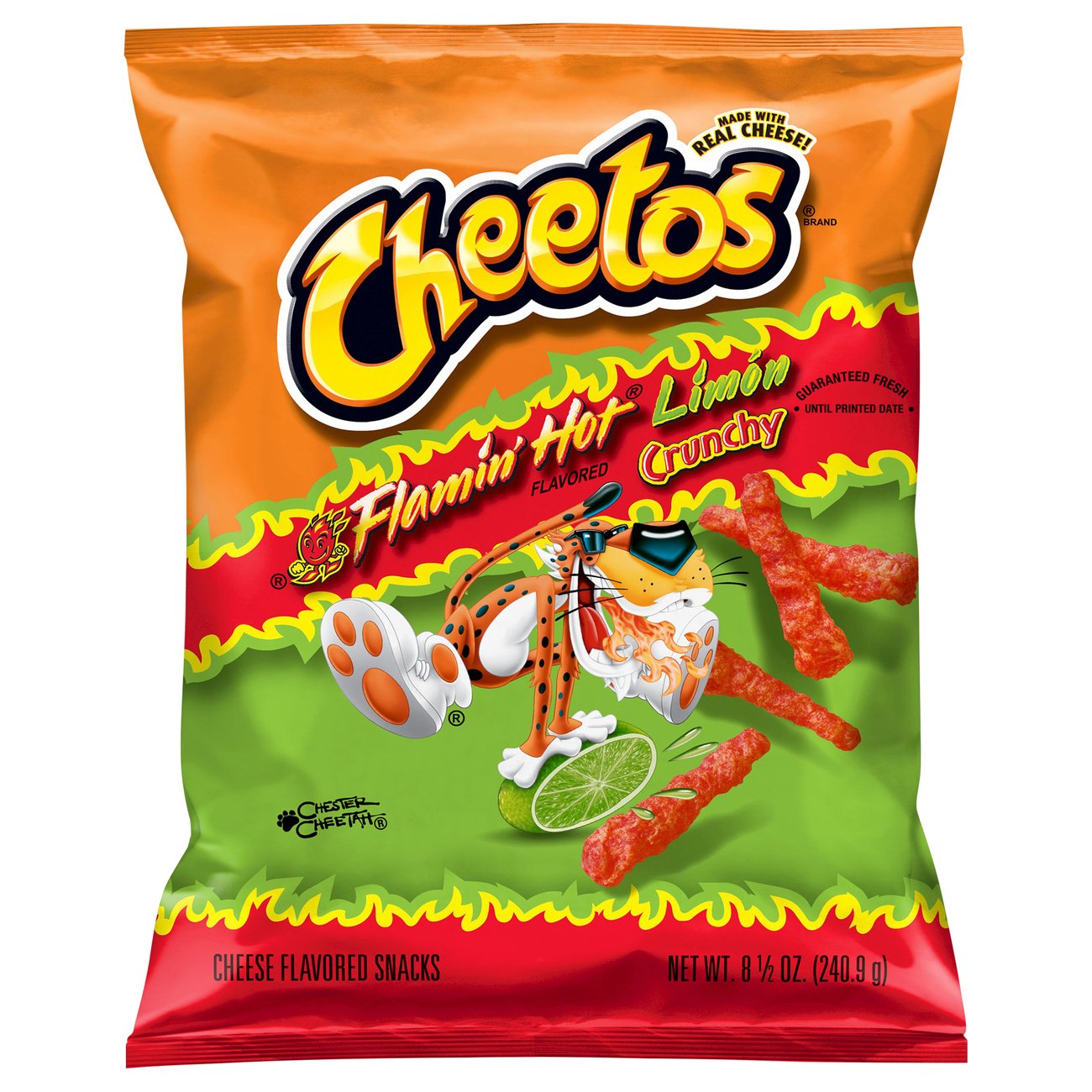 Cheetos Crunchy Flamin' Hot Limon Cheese Snacks - Shop Chips at H-E-B