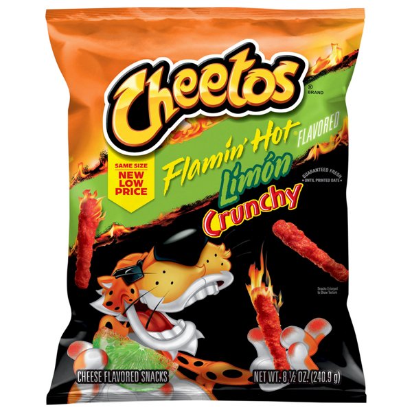 Cheetos Crunchy Flamin' Hot Limon Cheese Snacks, 8.5 oz
