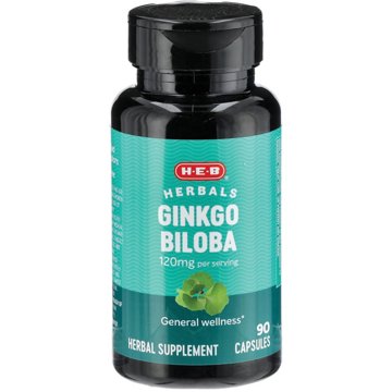 H-E-B Herbals Ginkgo Biloba Capsules - 120 mg, 90 ct