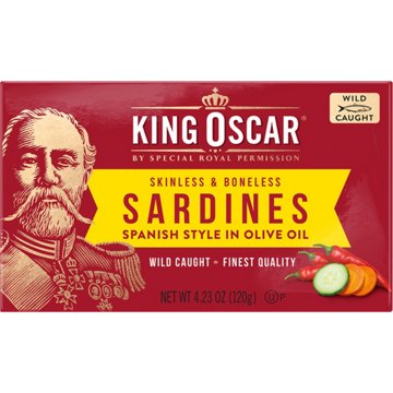 King Oscar Wild Caught Skinless & Boneless Sardines Spanish Style in Olive Oil, 4.23 oz