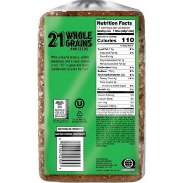 Dave's Killer Bread 21 Whole Grains & Seeds Organic Sliced Bread, 27 oz