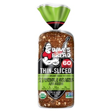 Dave's Killer Bread Thin Sliced 21 Whole Grain and Seeds Organic Sliced Bread, 20.5 oz