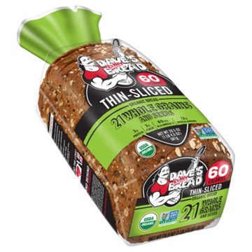 Dave's Killer Bread Thin Sliced 21 Whole Grain and Seeds Organic Sliced Bread, 20.5 oz