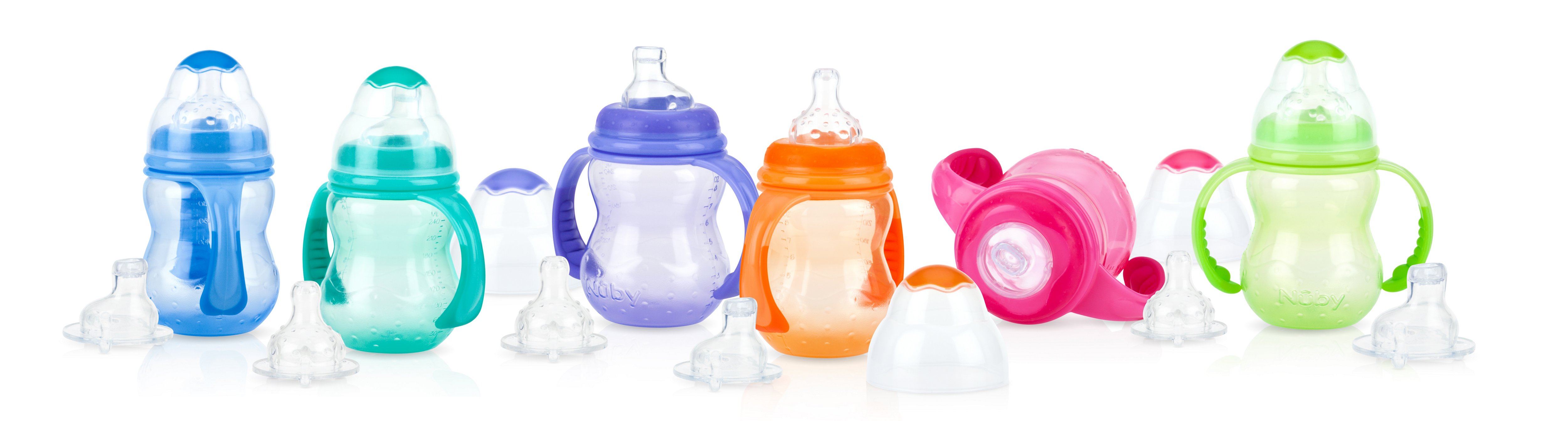 Nuby 3 Stage Grow Non-Drip Bottle, Assorted Colors - Shop Cups at