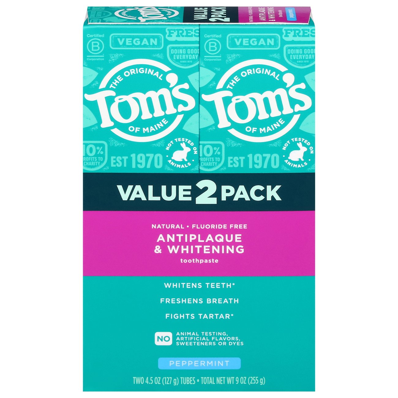 Tom's of Maine Antiplaque & Whitening Peppermint Toothpaste 2 pk Shop