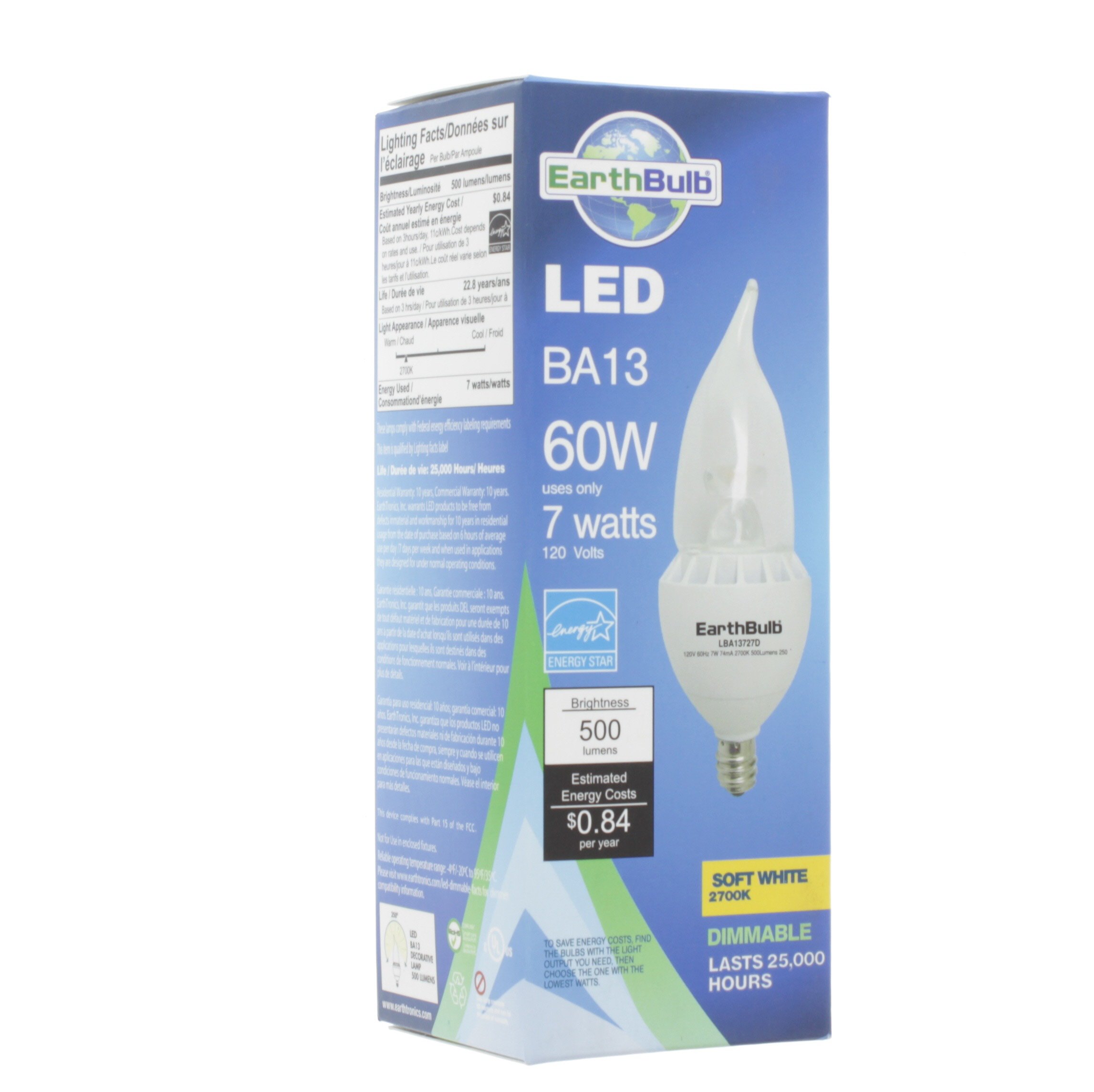 EarthBulb BA13 60Watt Soft White LED Light Bulb Shop Light bulbs at