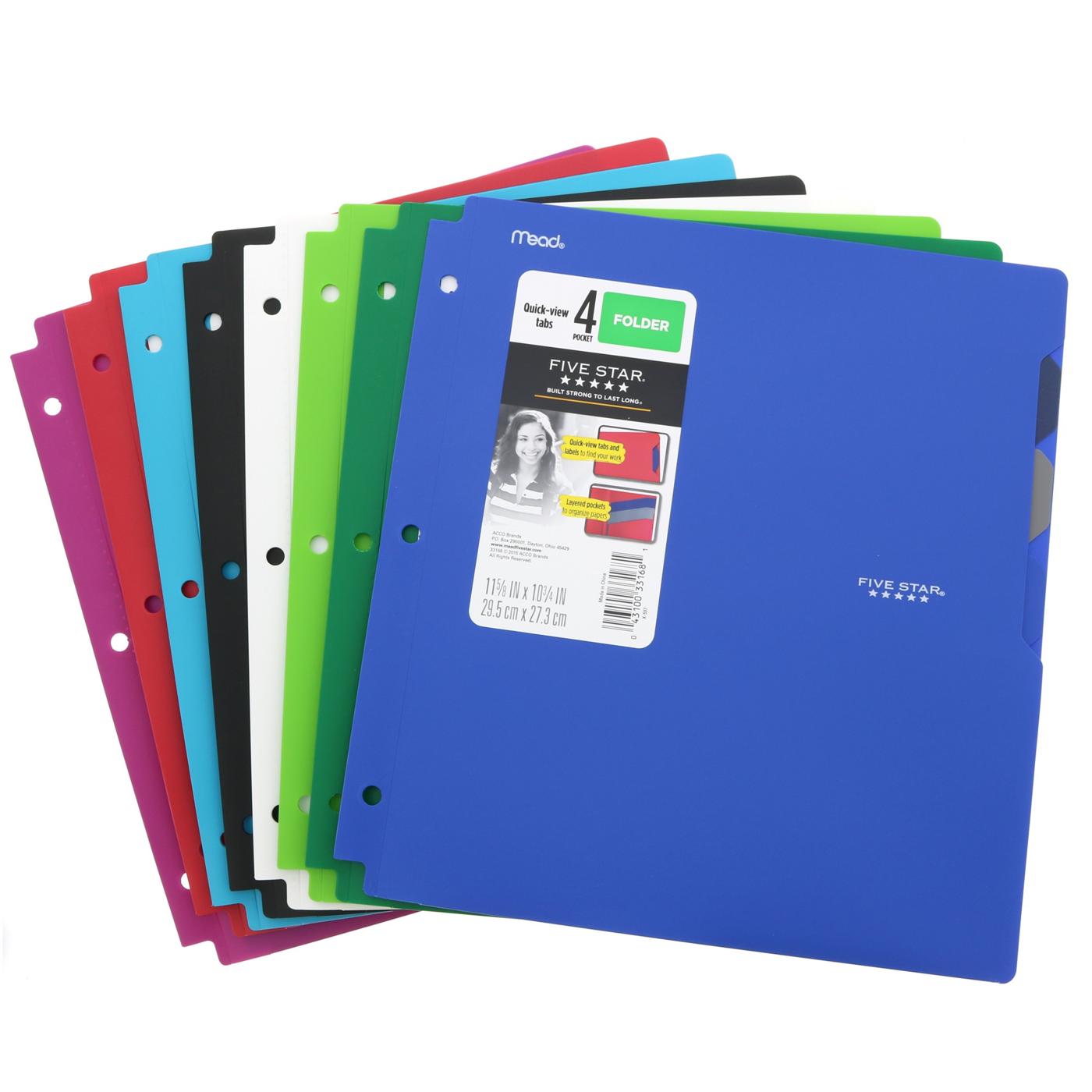 FIVE STAR Quick-View 4-Pocket Plastic Folder, Assorted Colors; image 1 of 6