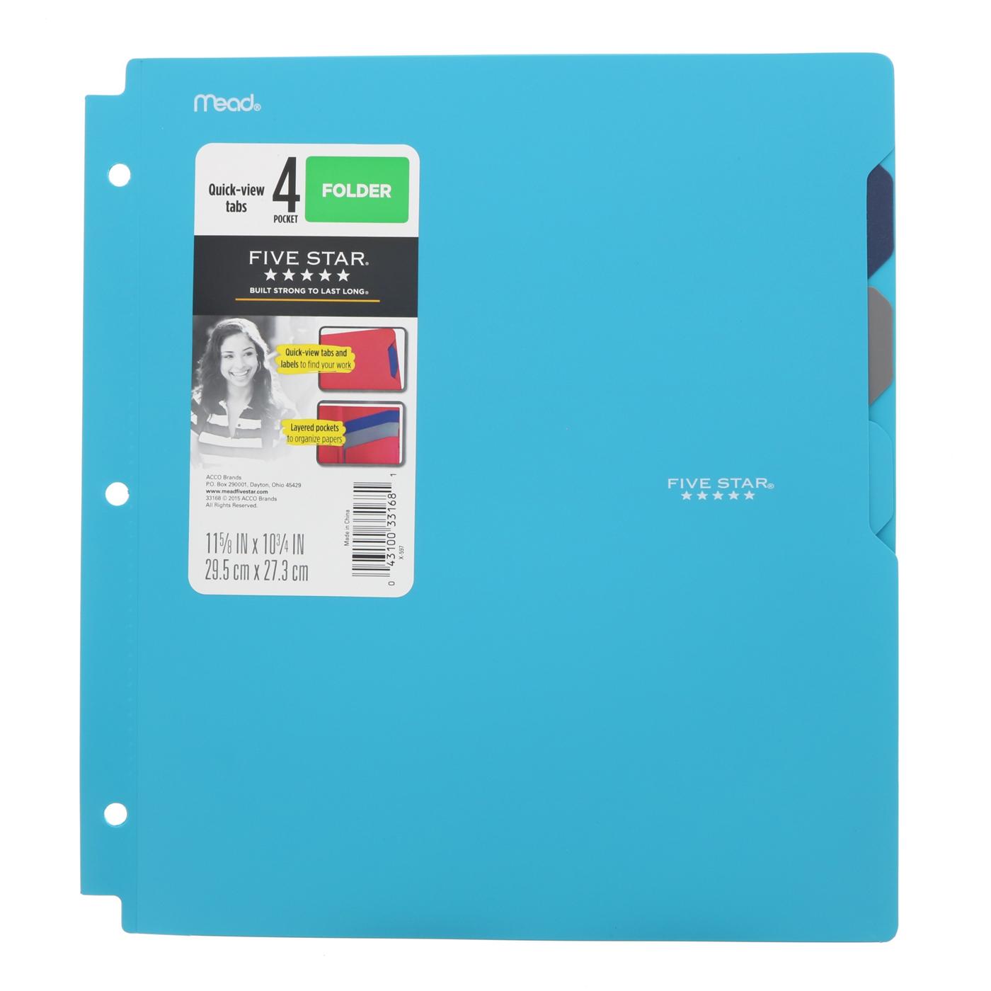 FIVE STAR Quick-View 4-Pocket Plastic Folder, Assorted Colors; image 6 of 6