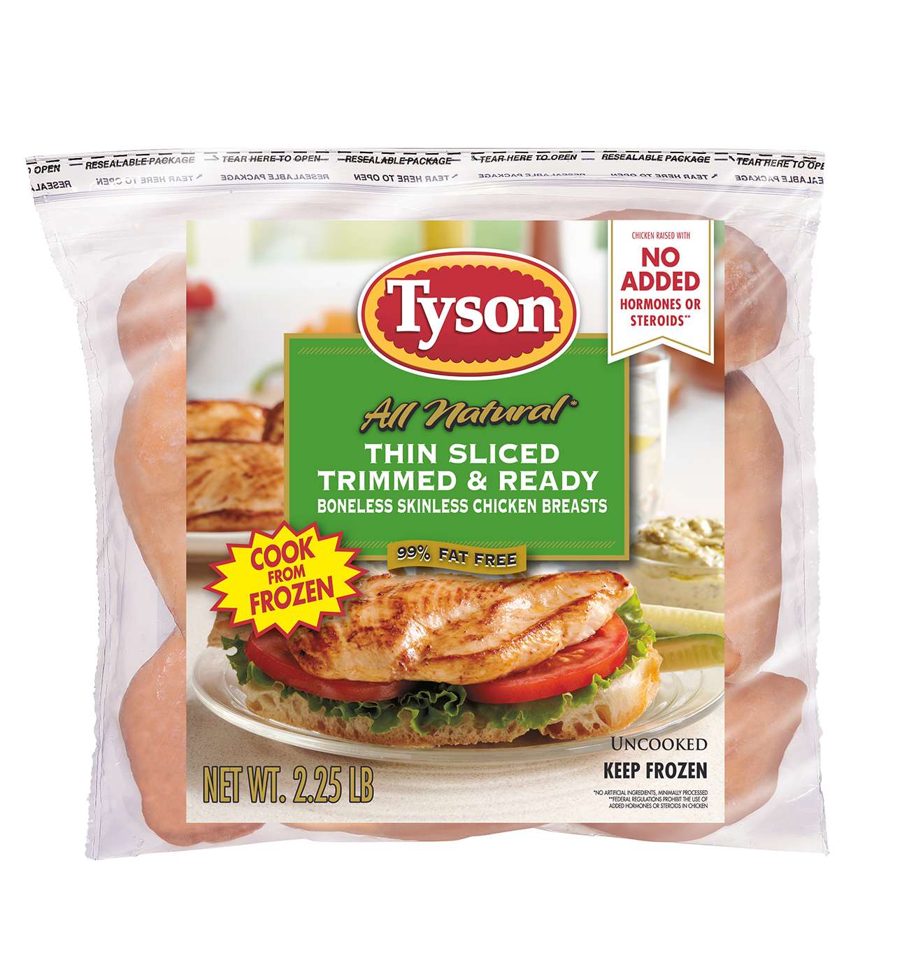 Tyson Frozen Boneless Skinless Chicken Breasts, Thin Sliced; image 1 of 3