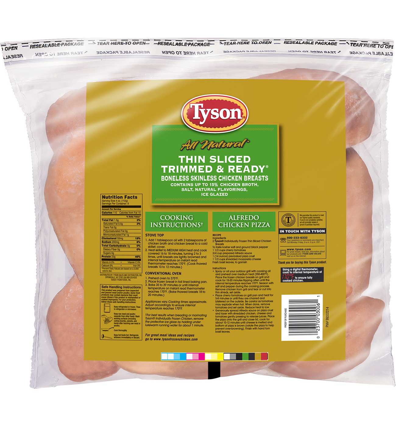 Tyson Frozen Boneless Skinless Chicken Breasts, Thin Sliced; image 2 of 3