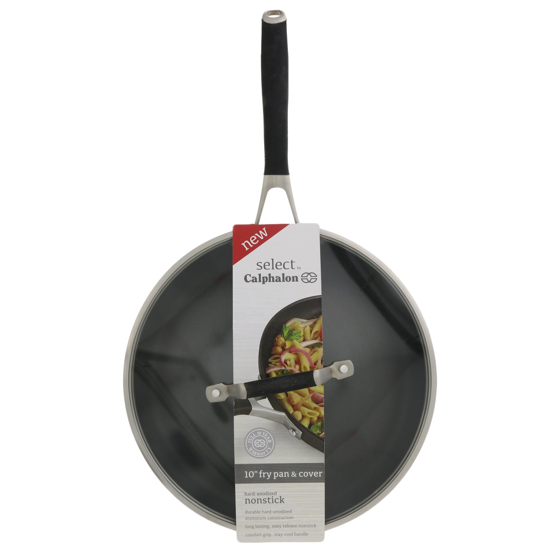 New CALPHALON 10in FRY PAN Covered Classic Nonstick Hard Anodized Aluminum Glass 