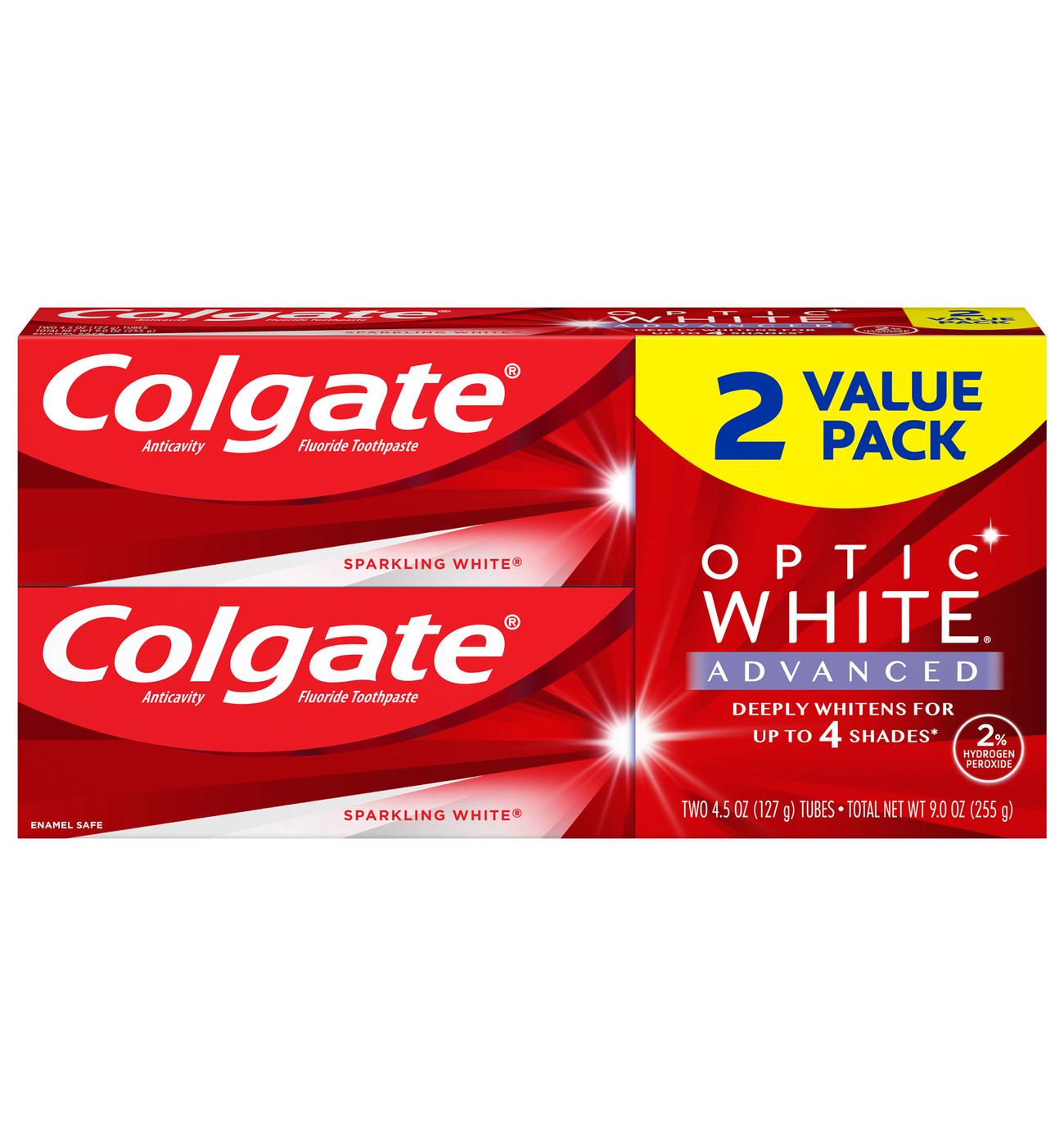 Colgate Optic White Advanced Toothpaste - Sparkling White, 2 Pk; image 1 of 8