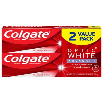 Colgate Optic White Advanced Toothpaste - Sparkling White, 2 Pk, 9 oz