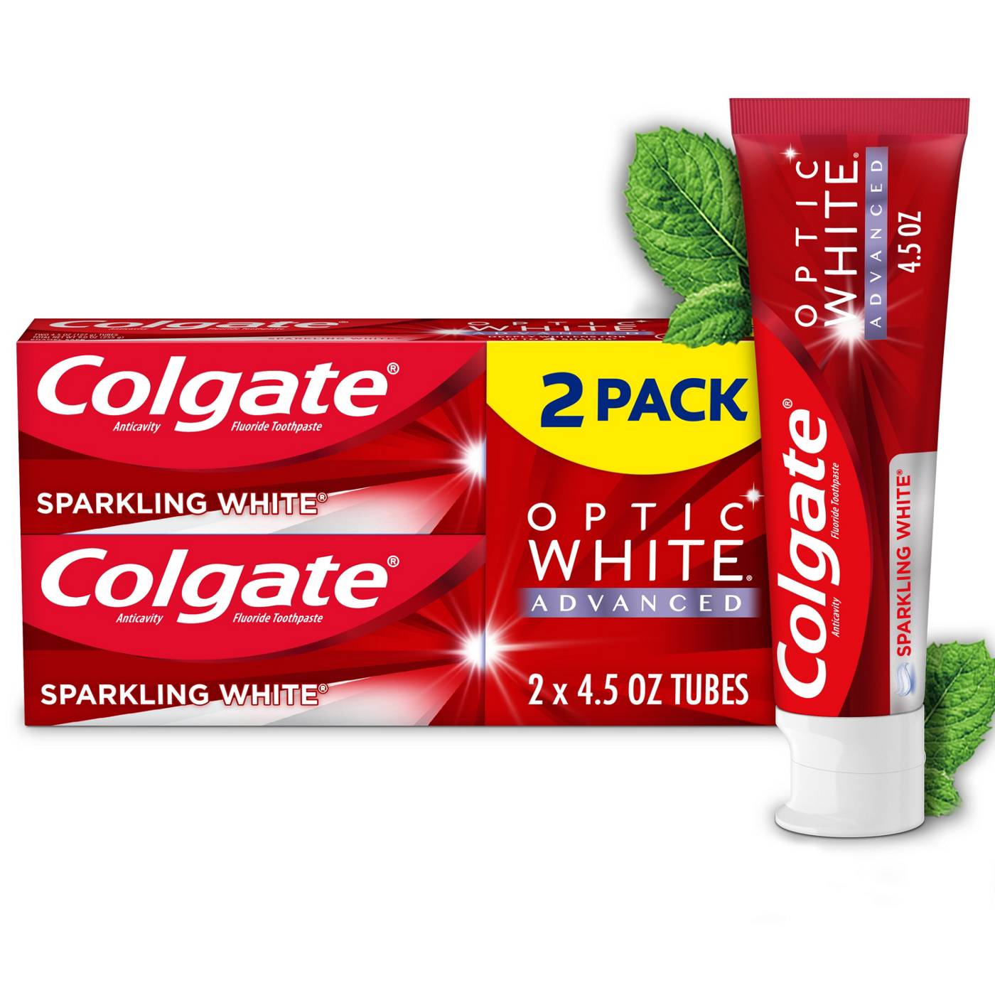 Colgate Optic White Advanced Toothpaste - Sparkling White, 2 Pk; image 6 of 8