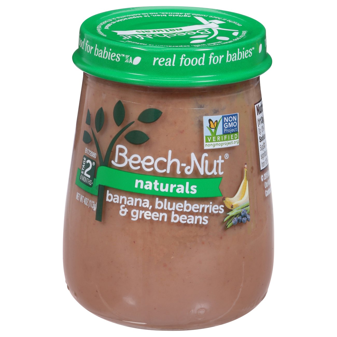 BeechNut Naturals Stage 2 Banana Blueberries & Green Beans Baby Food