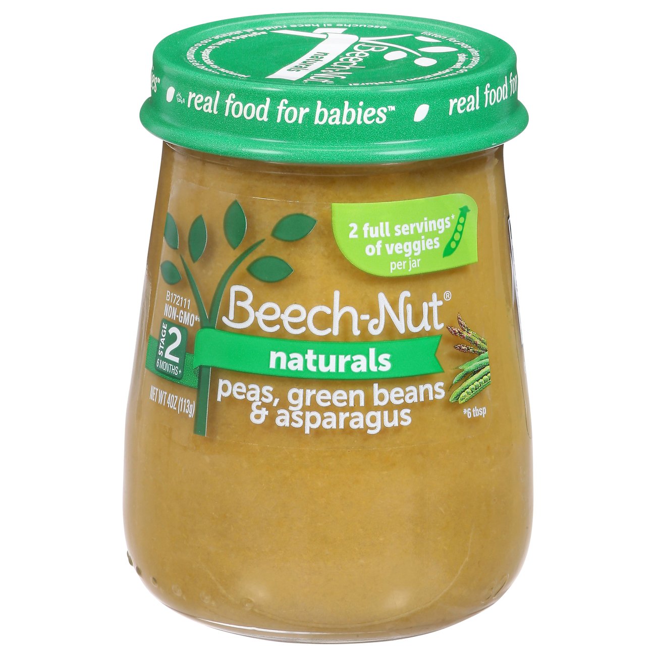 BeechNut Naturals Stage 2 Baby Food Peas Green Beans & Asparagus