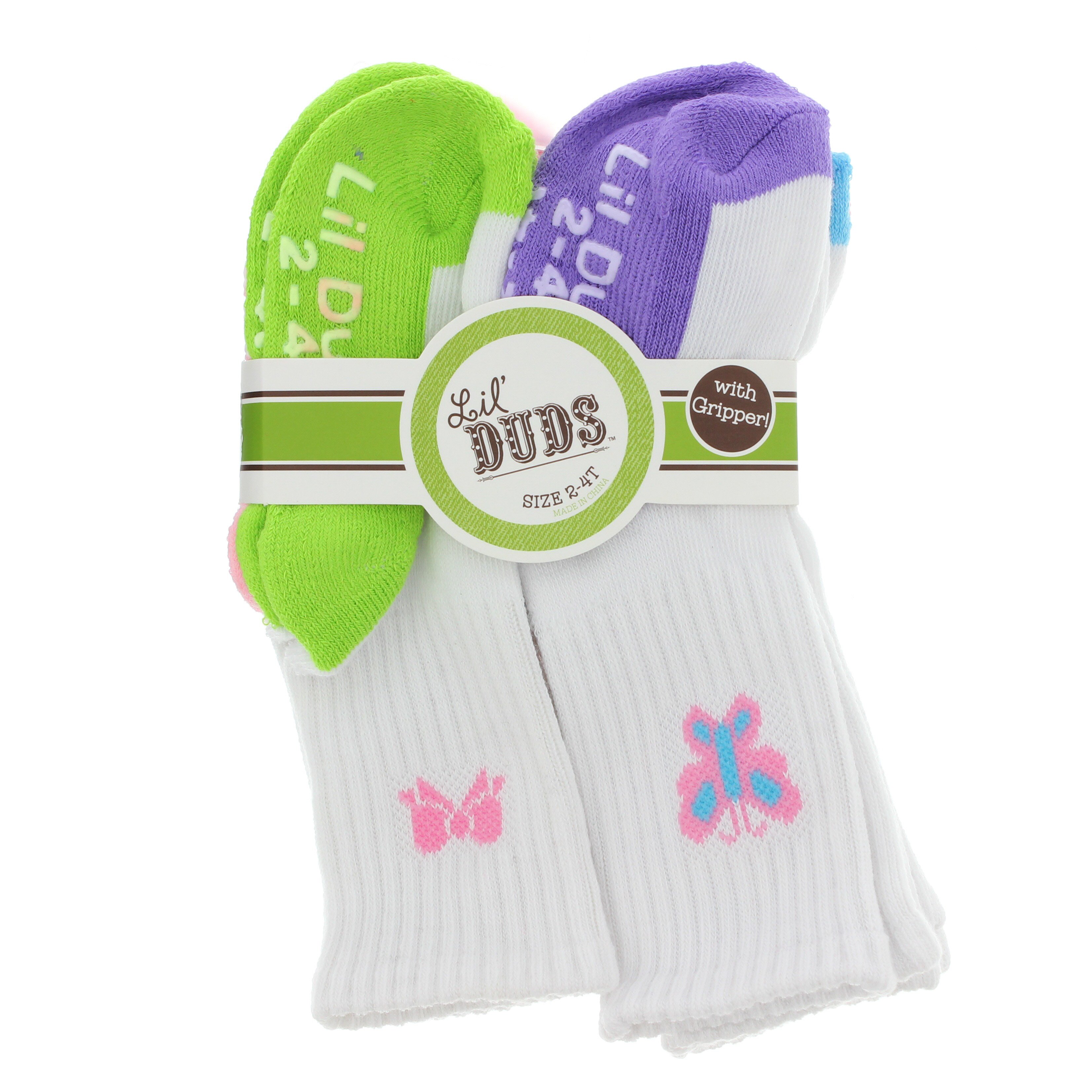 Lil' Duds Baby Girl Crew Socks With Gripper, 6 PK Shop Socks at HEB