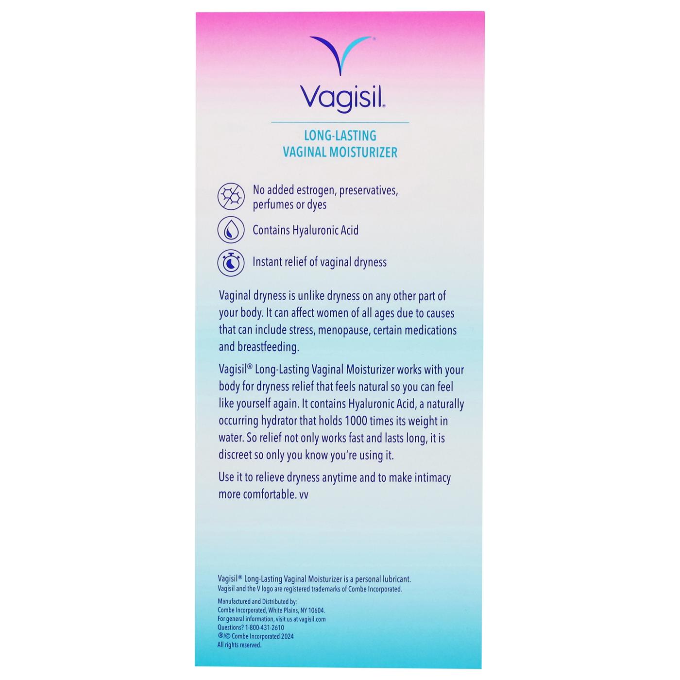 Vagisil Long-Lasting Vaginal Moisturizer Personal Lubricant; image 2 of 2