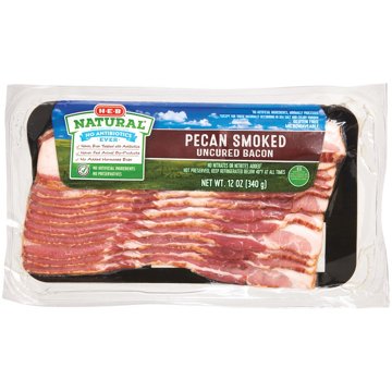H-E-B Natural Pecan Smoked Uncured Bacon, 12 oz